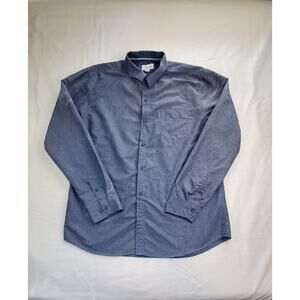 Craft+Flow Size XXL Navy Patterned Lg Slve Button Up Dress Shirt Contrast Ca10